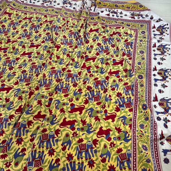 Source Unknown Other - Large Elephant Print Cotton Textile Tapestry Bedspread Throw – Hand Block Style